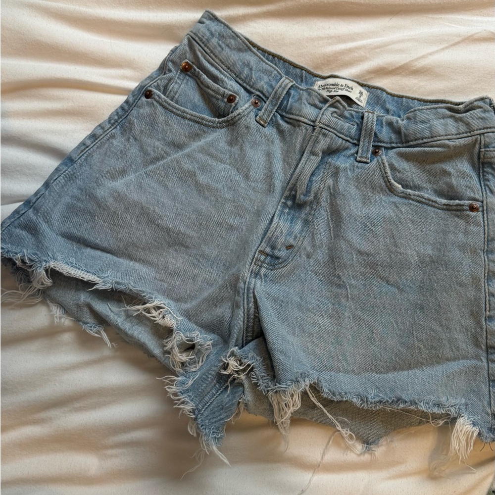 Abercrombie & Fitch Light Blue Frayed Jean Shorts